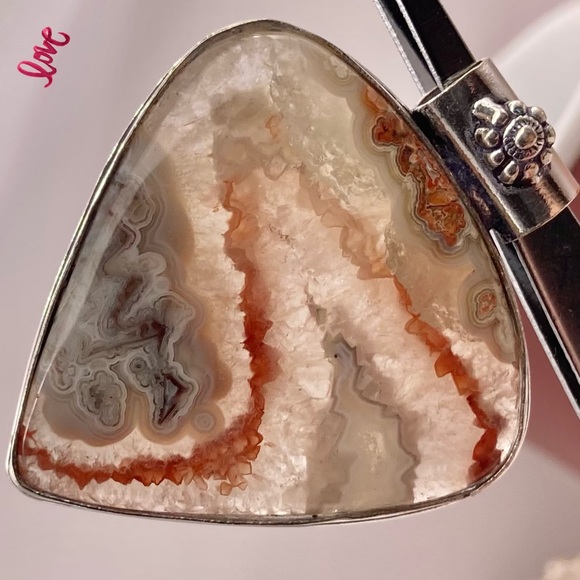 Laguna Lace Agate Gemstone Handmade Slider Pendant - Picture 8 of 10